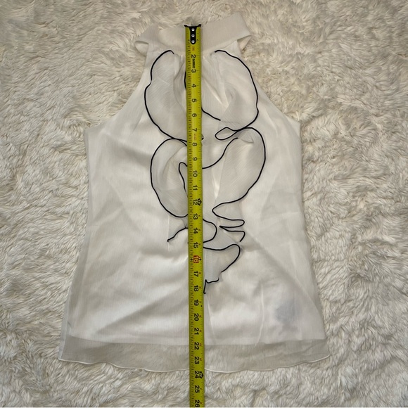 BCX White & Black High Neck Ruffle Trim Sleeveless Top - Picture 11 of 11